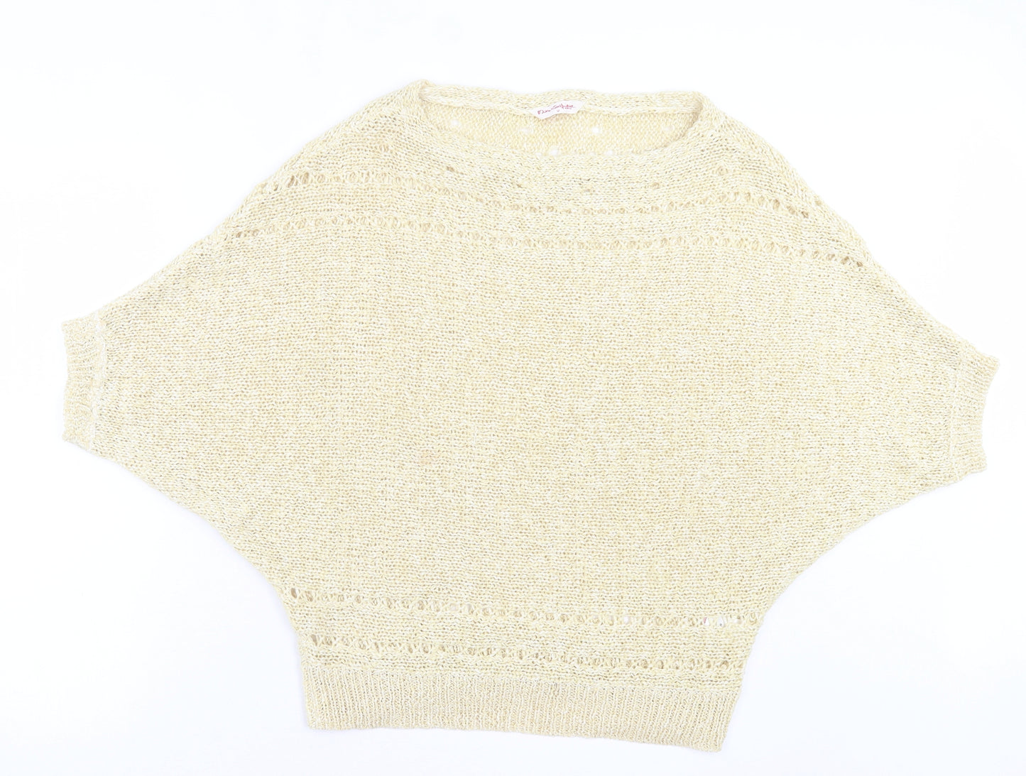 Miss Selfridge Womens Yellow Boat Neck Acrylic Pullover Jumper Size 12