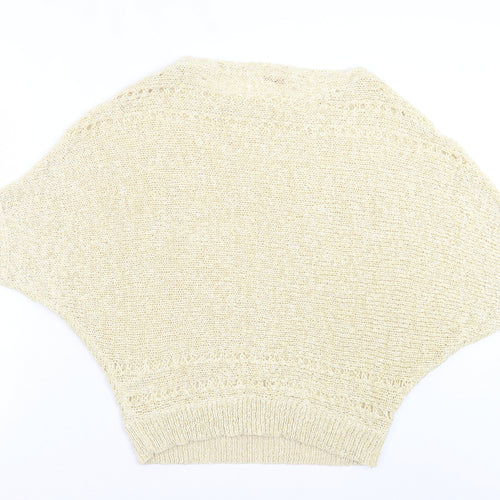 Miss Selfridge Womens Yellow Boat Neck Acrylic Pullover Jumper Size 12