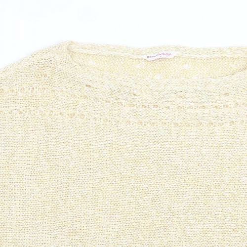 Miss Selfridge Womens Yellow Boat Neck Acrylic Pullover Jumper Size 12