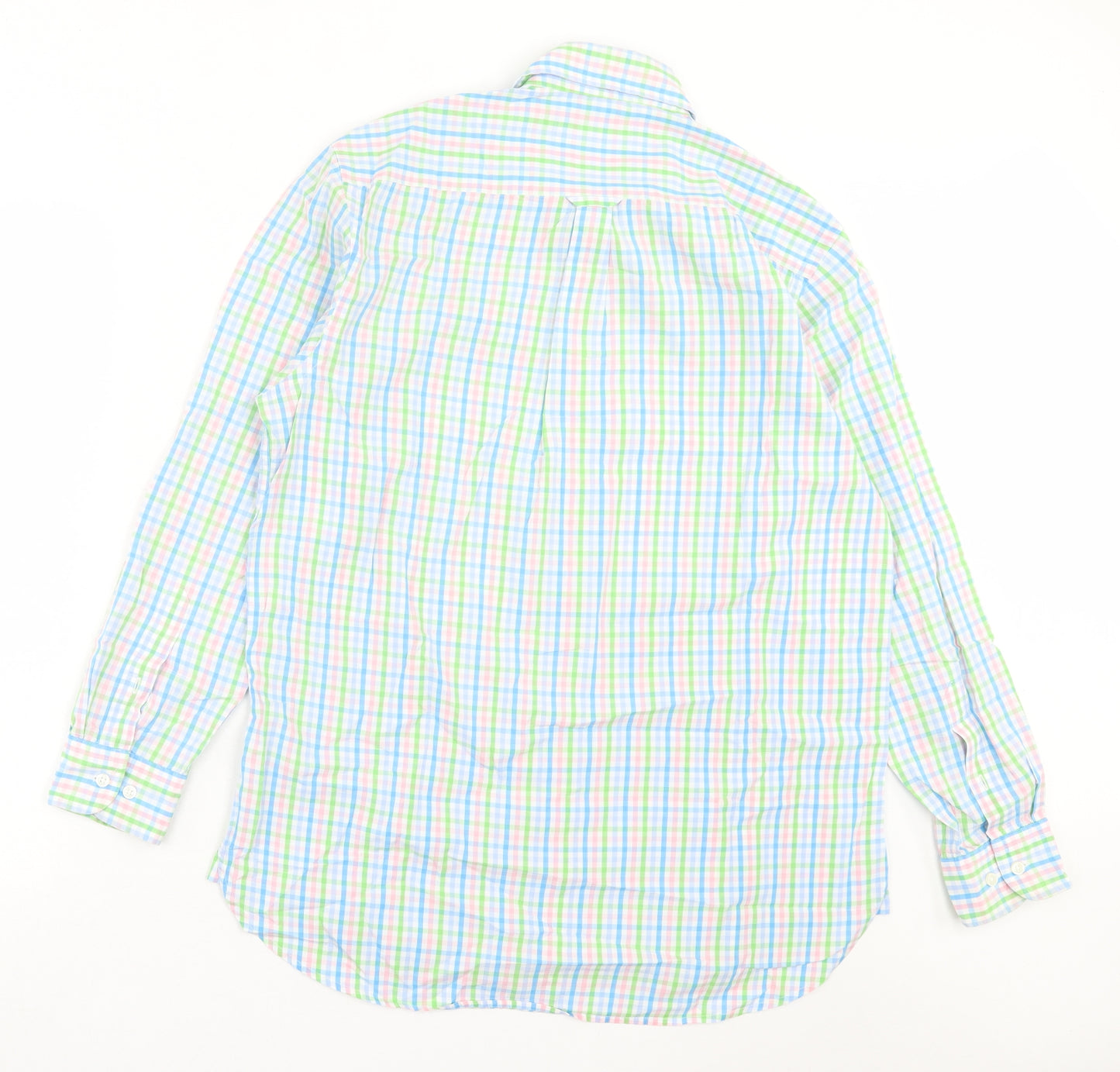Joseph Turner Mens Multicoloured Plaid Cotton Button-Up Size M Collared Button