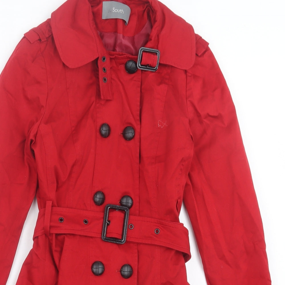 SOUTH Womens Red Overcoat Coat Size 10 Button