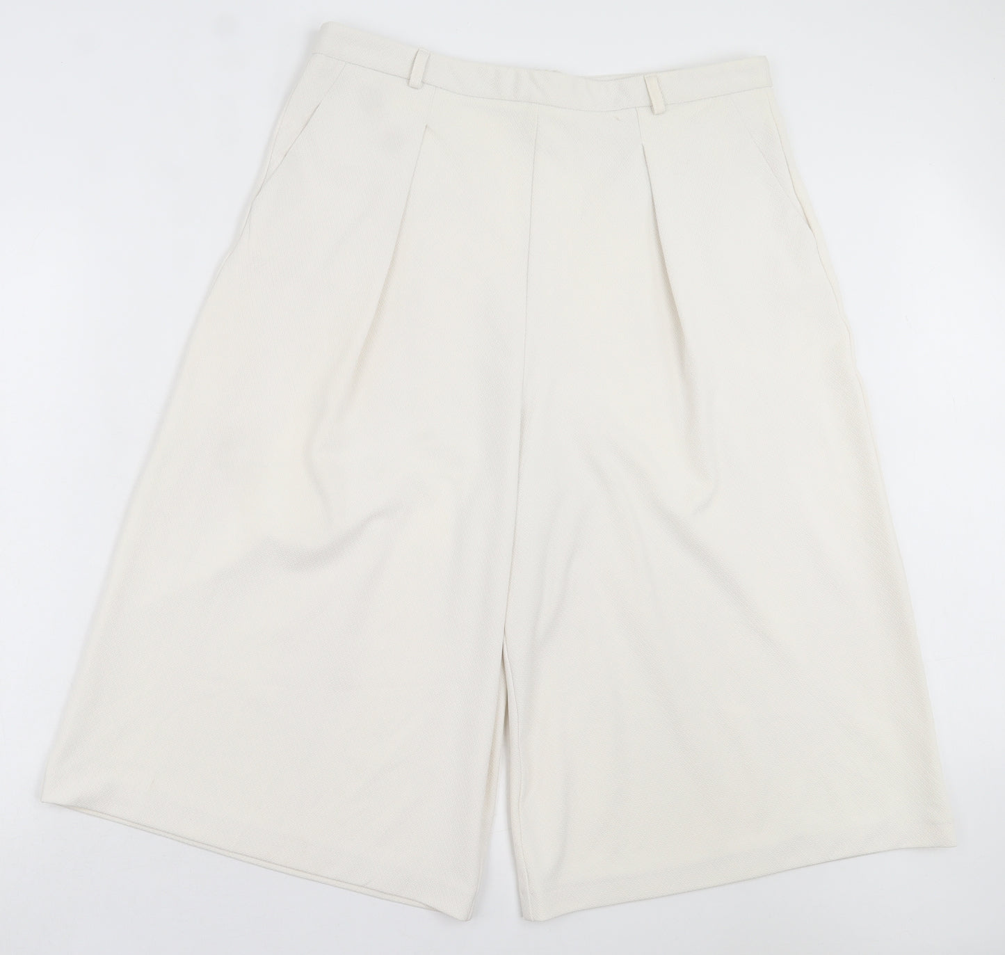 Atmosphere Womens White Polyester Cropped Trousers Size 16 L20 in Regular Zip