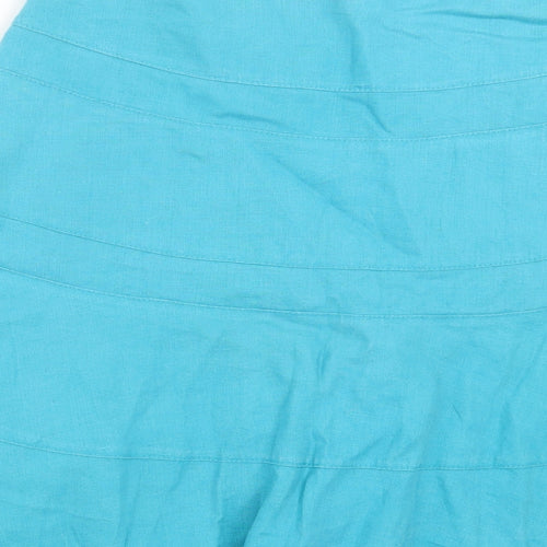 Coast Womens Blue Linen A-Line Skirt Size 10 Zip