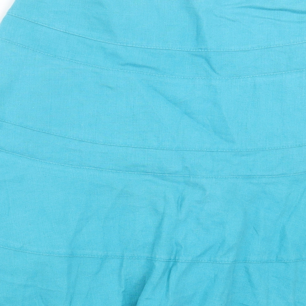 Coast Womens Blue Linen A-Line Skirt Size 10 Zip