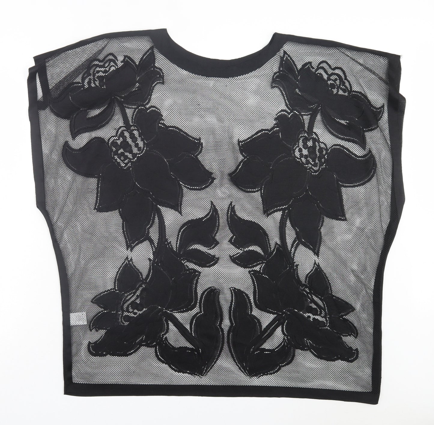 River Island Womens Black Floral Polyester A-Line Size S Boat Neck Pullover - Cover up