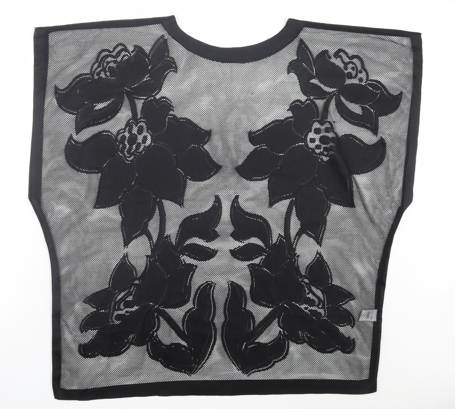 River Island Womens Black Floral Polyester A-Line Size S Boat Neck Pullover - Cover up