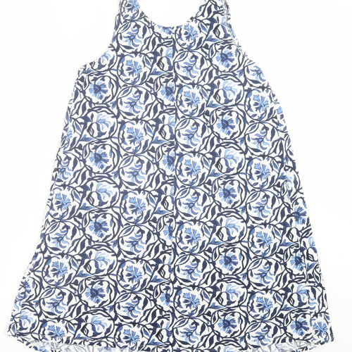 H&M Womens Blue Geometric Viscose A-Line Size S Scoop Neck Pullover
