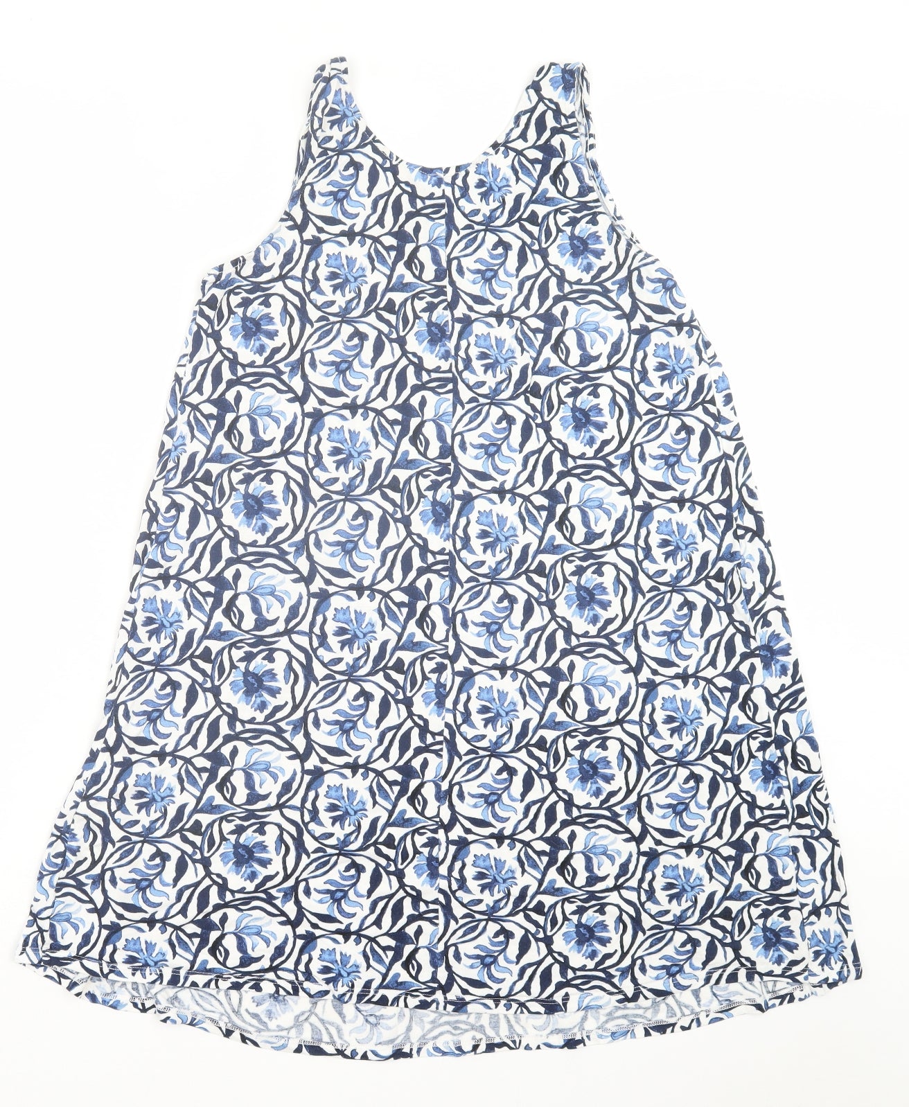 H&M Womens Blue Geometric Viscose A-Line Size S Scoop Neck Pullover