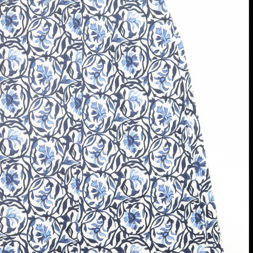H&M Womens Blue Geometric Viscose A-Line Size S Scoop Neck Pullover
