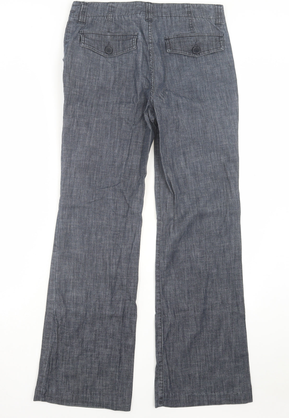 Florence + Fred Womens Blue Cotton Trousers Size 12 L31 in Regular Button