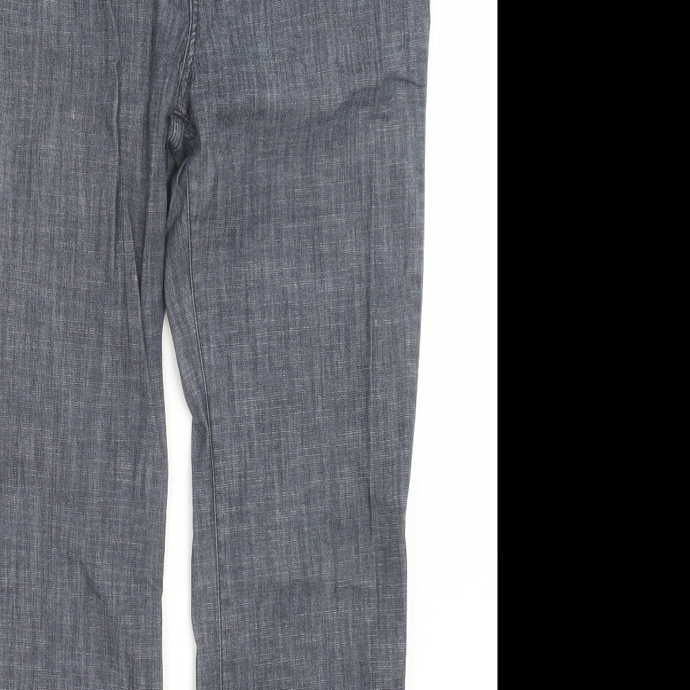 Florence + Fred Womens Blue Cotton Trousers Size 12 L31 in Regular Button