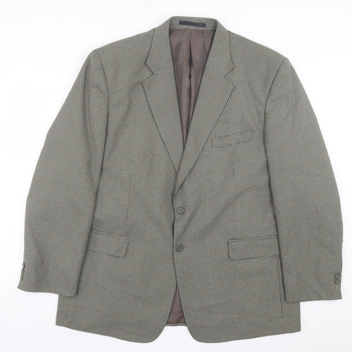 Savatini Mens Green Houndstooth Polyester Jacket Suit Jacket Size 44