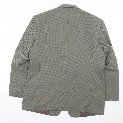 Savatini Mens Green Houndstooth Polyester Jacket Suit Jacket Size 44