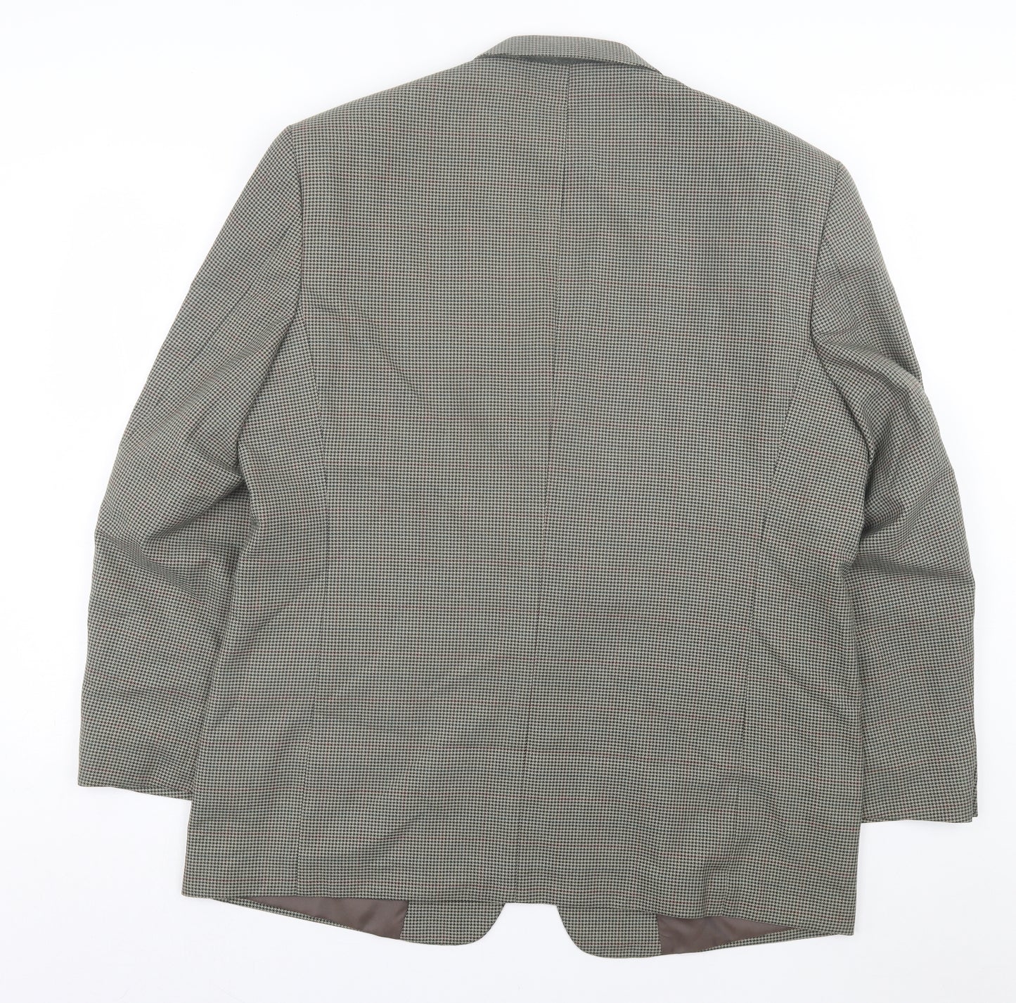 Savatini Mens Green Houndstooth Polyester Jacket Suit Jacket Size 44
