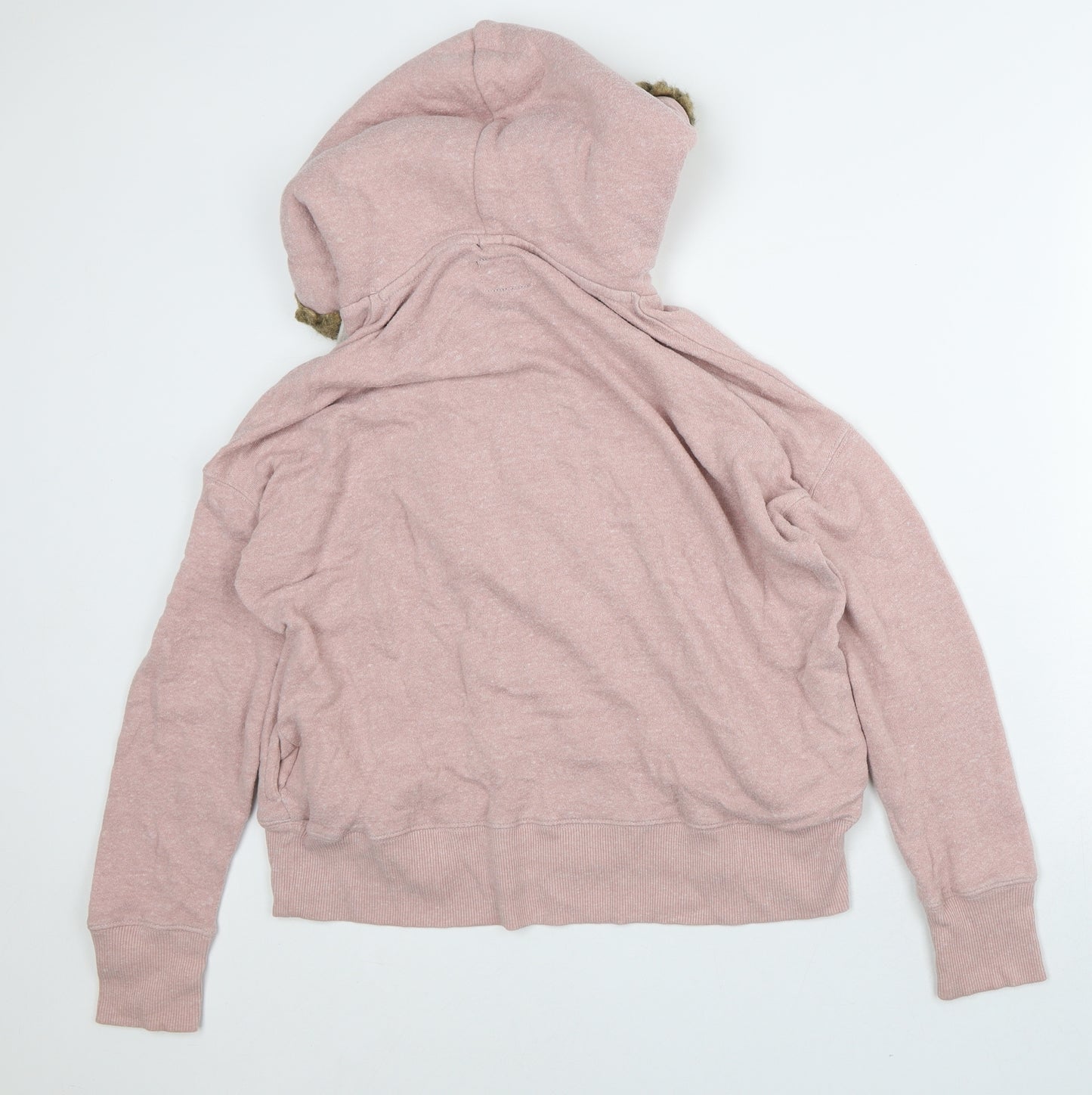 Superdry Womens Pink Cotton Pullover Hoodie Size M