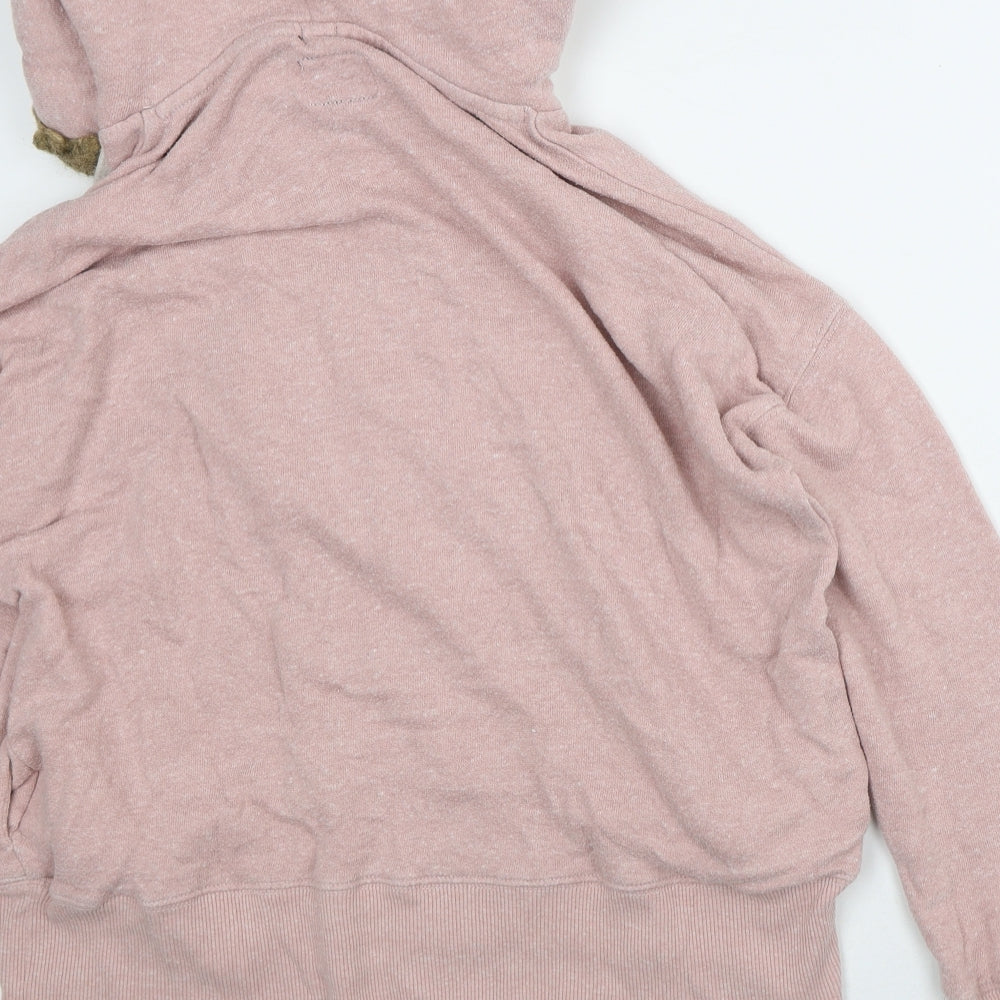 Superdry Womens Pink Cotton Pullover Hoodie Size M