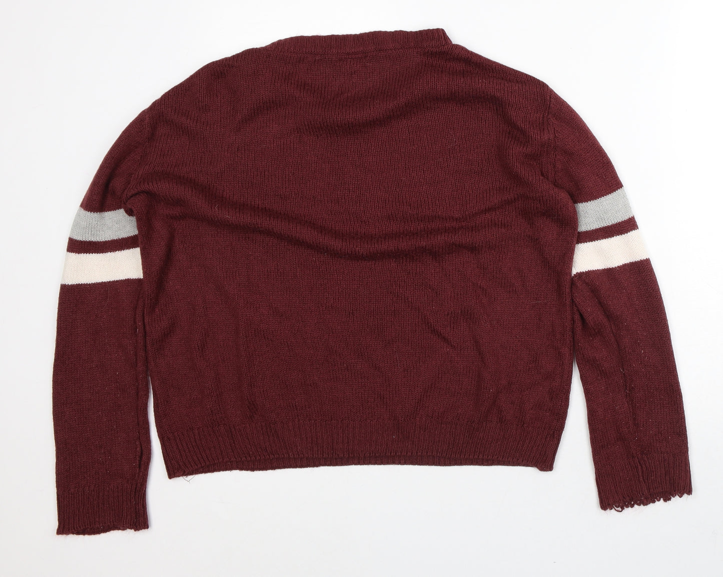 Harry Potter Mens Red V-Neck Striped Acrylic Pullover Jumper Size M