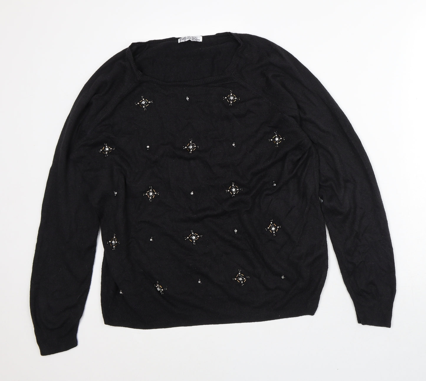 Marks and Spencer Womens Black Acrylic Pullover Sweatshirt Size 18