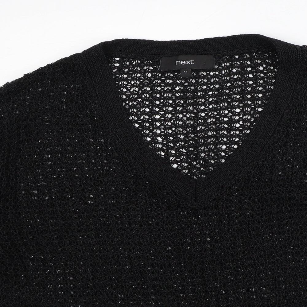 NEXT Womens Black V-Neck Acrylic Pullover Jumper Size 12