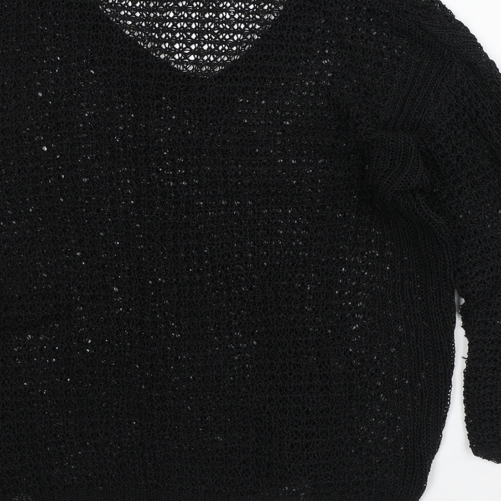 NEXT Womens Black V-Neck Acrylic Pullover Jumper Size 12