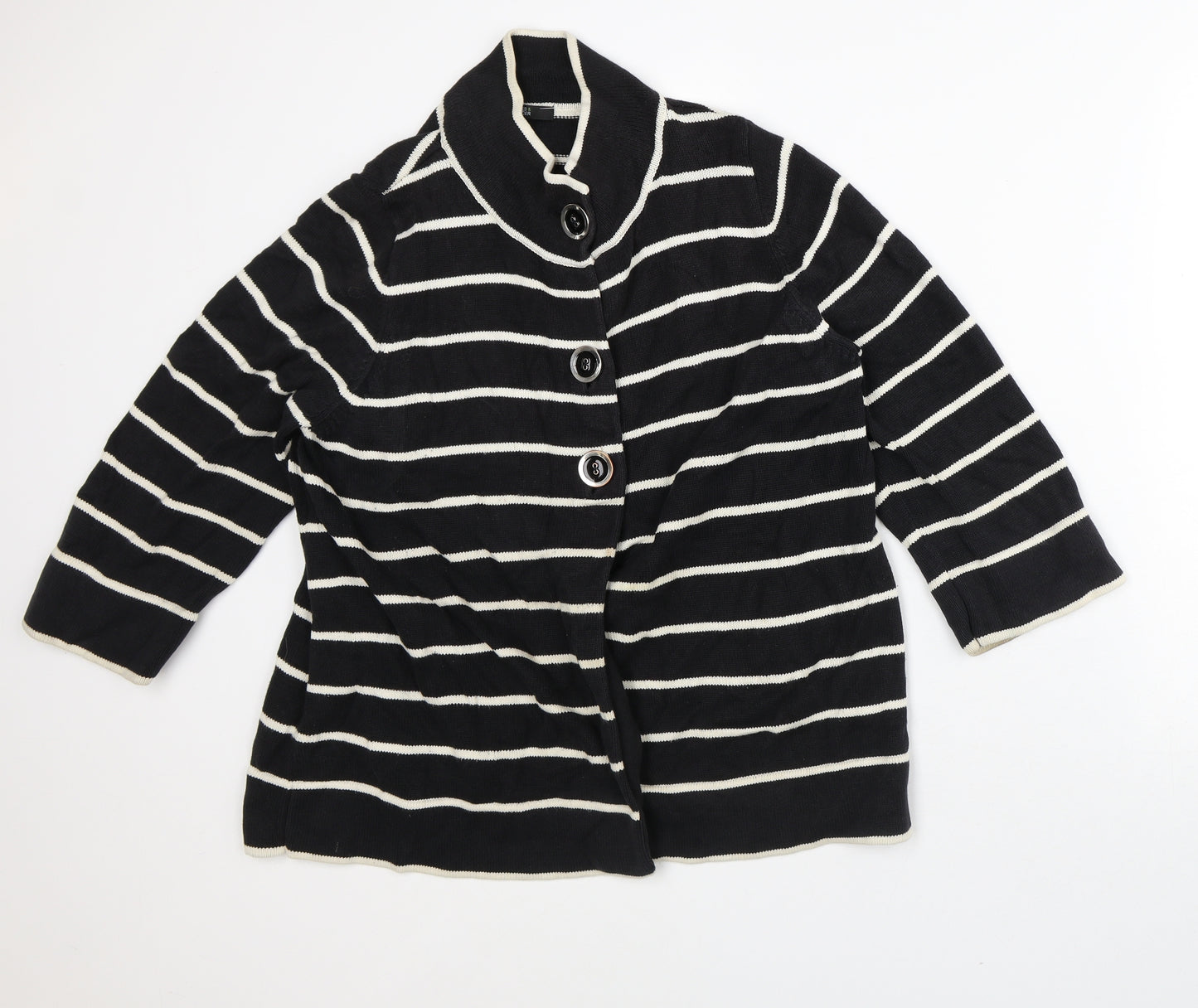 Marks and Spencer Womens Black High Neck Cotton Cardigan Jumper Size 20