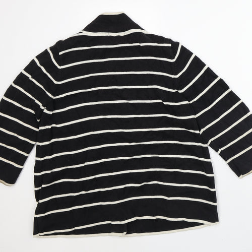 Marks and Spencer Womens Black High Neck Cotton Cardigan Jumper Size 20