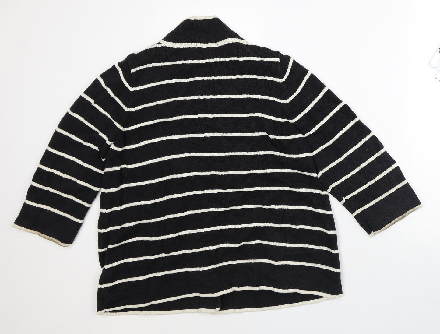 Marks and Spencer Womens Black High Neck Cotton Cardigan Jumper Size 20
