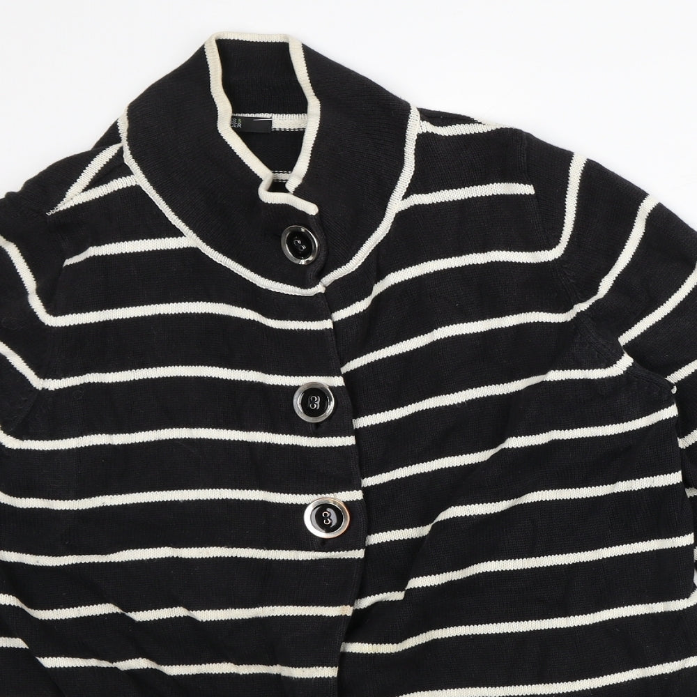 Marks and Spencer Womens Black High Neck Cotton Cardigan Jumper Size 20