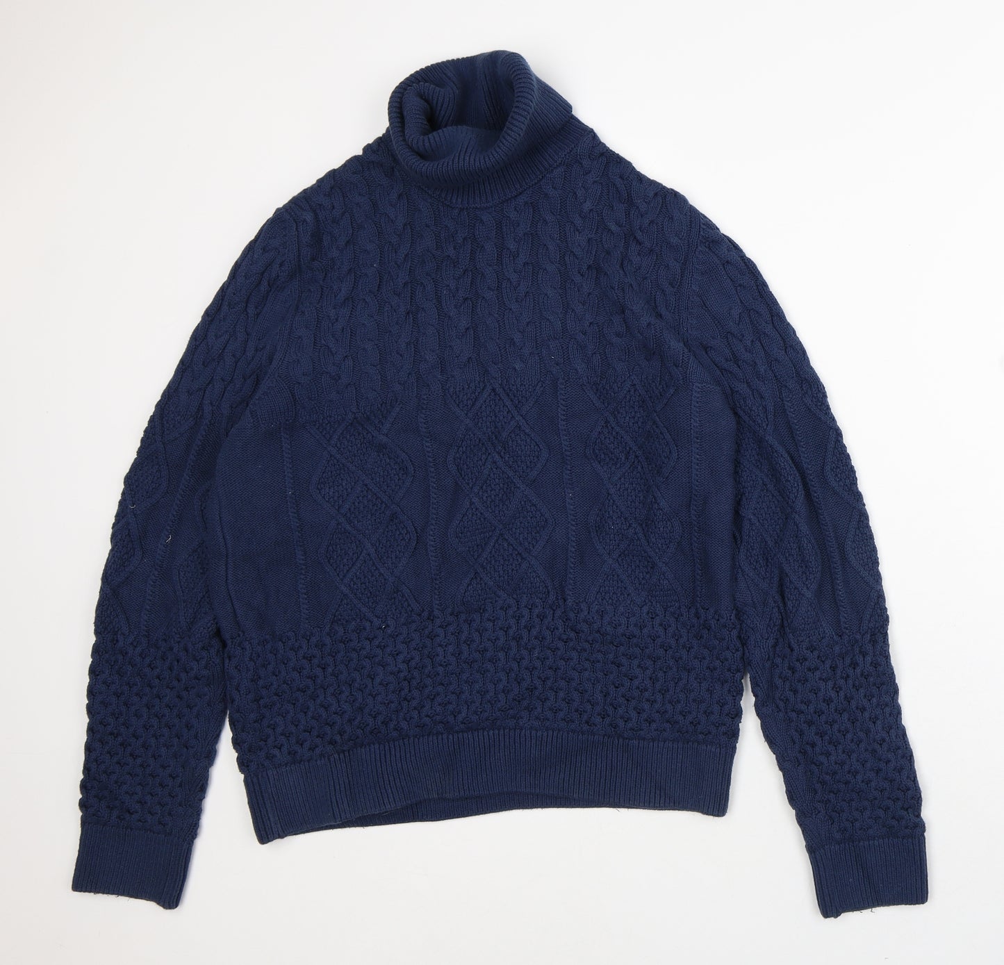 Topman Mens Blue Roll Neck Cotton Pullover Jumper Size S