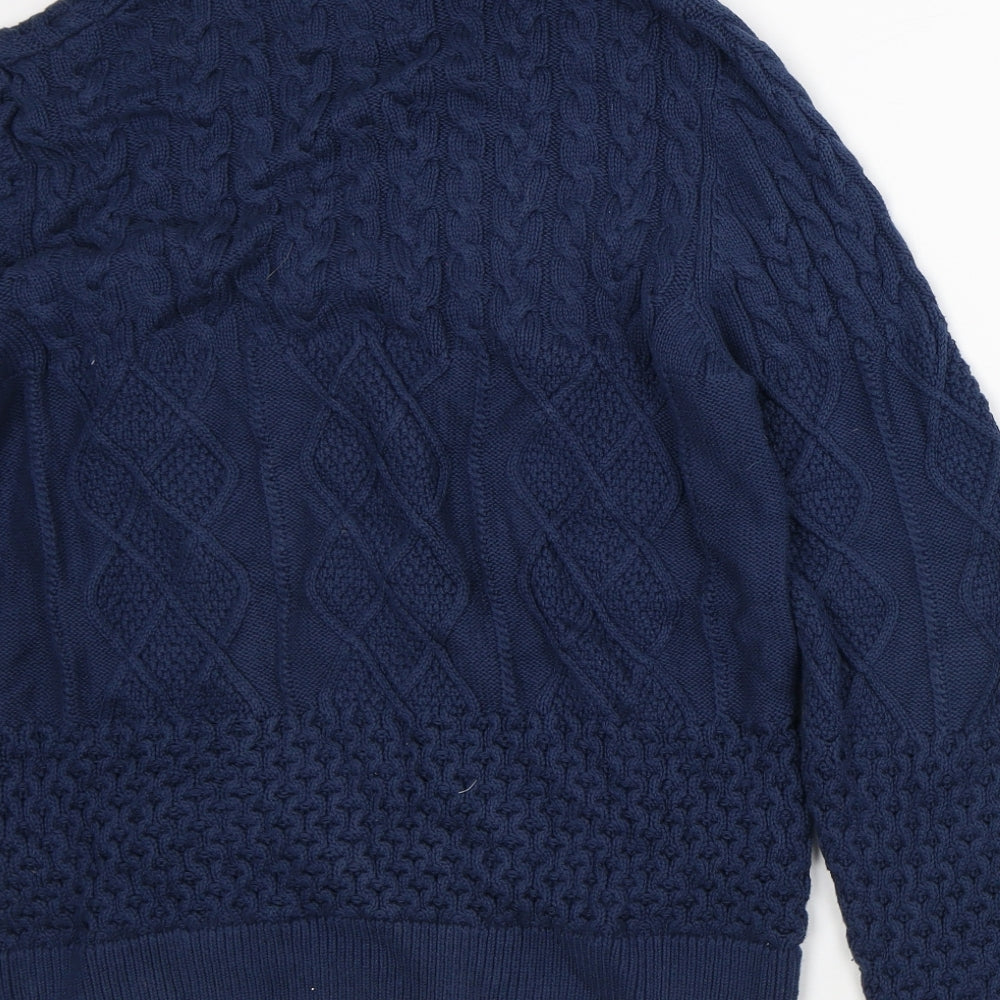 Topman Mens Blue Roll Neck Cotton Pullover Jumper Size S