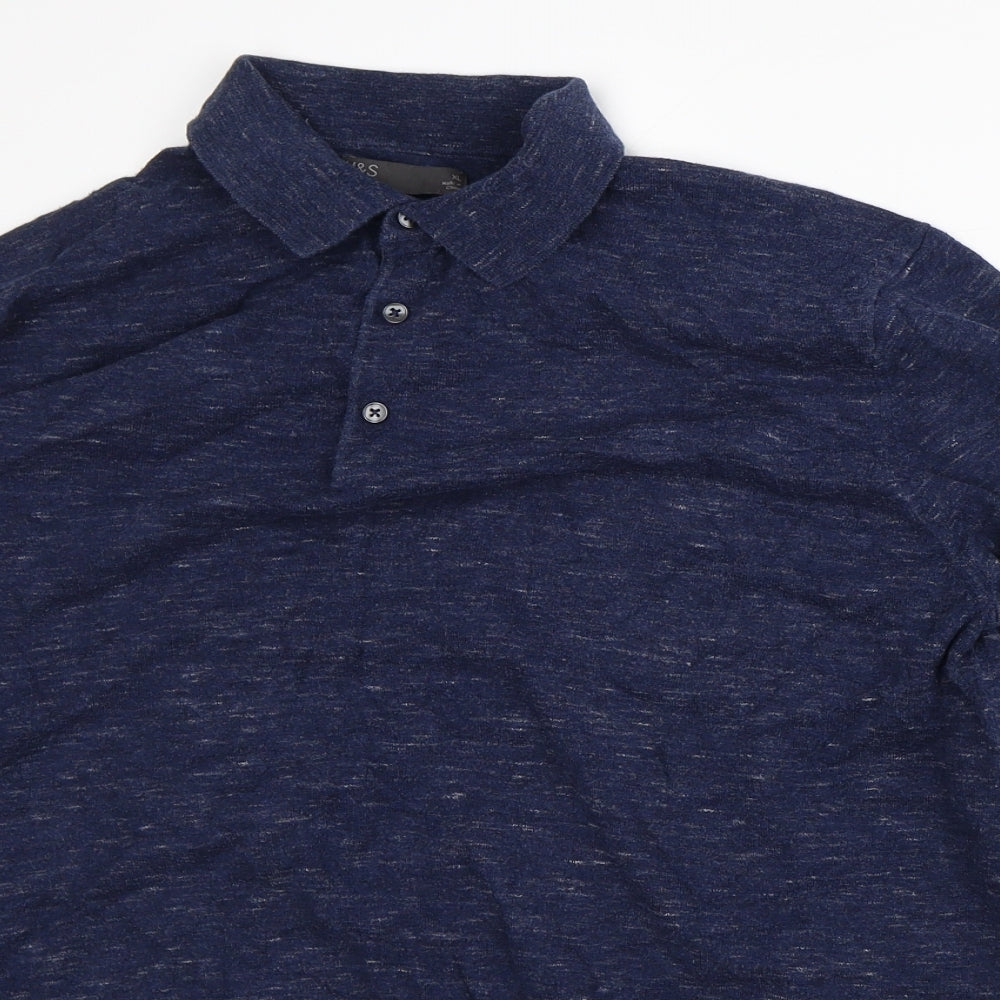 Marks and Spencer Mens Blue Geometric Cotton Pullover Sweatshirt Size XL