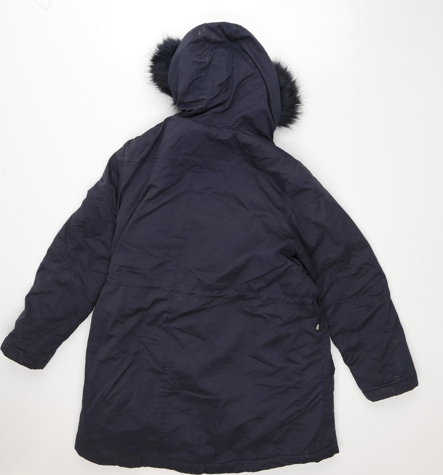 George Womens Black Trench Coat Coat Size 16