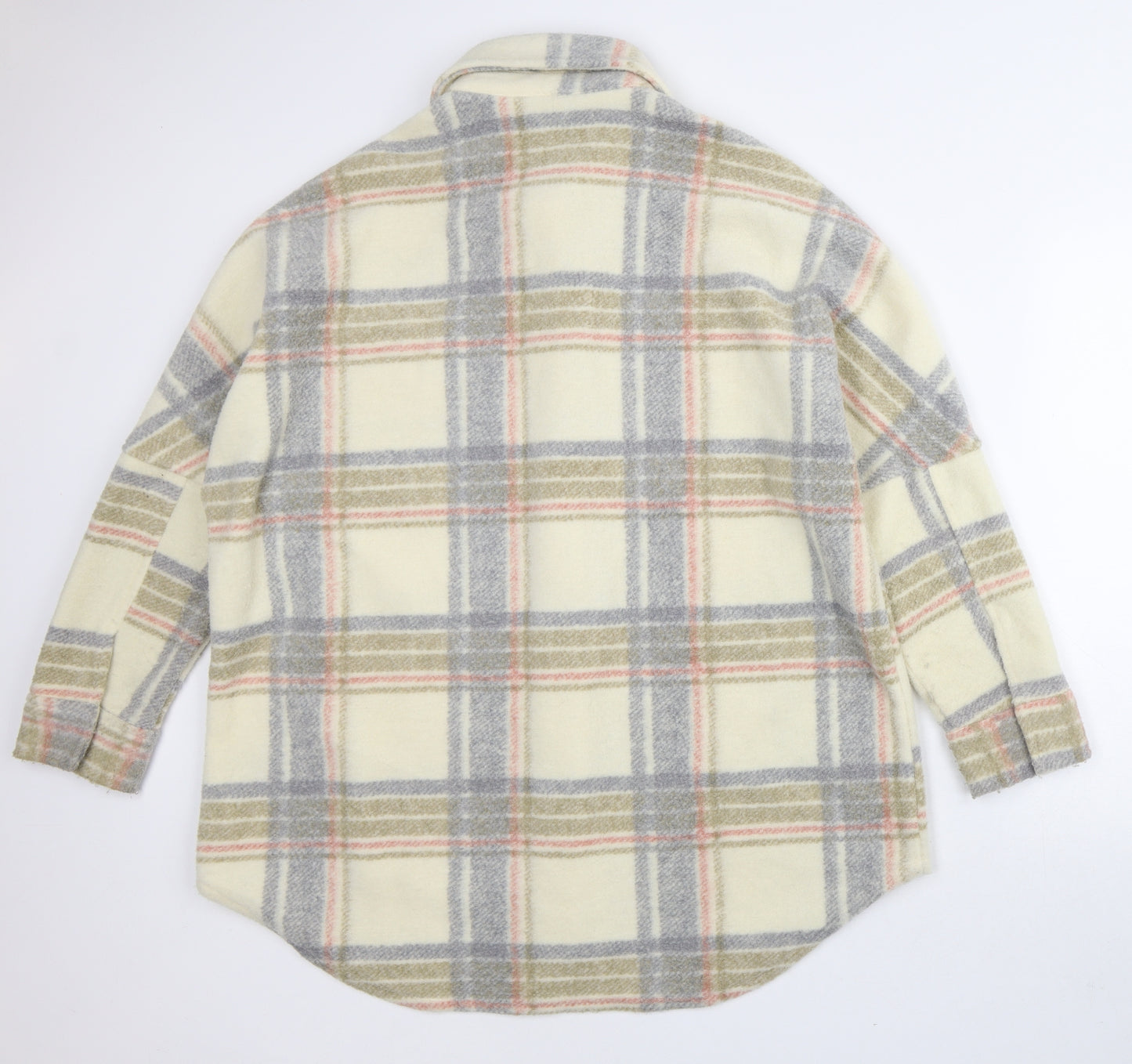 Primark Womens Beige Plaid Overcoat Coat Size L