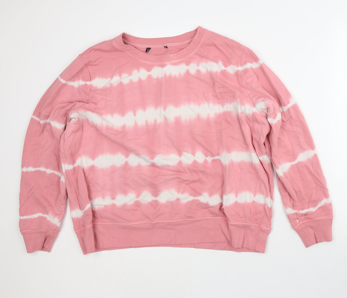 Marks and Spencer Womens Pink Striped Cotton Pullover Sweatshirt Size 20