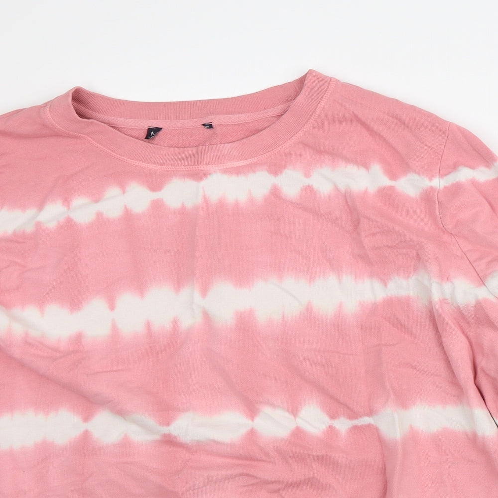 Marks and Spencer Womens Pink Striped Cotton Pullover Sweatshirt Size 20