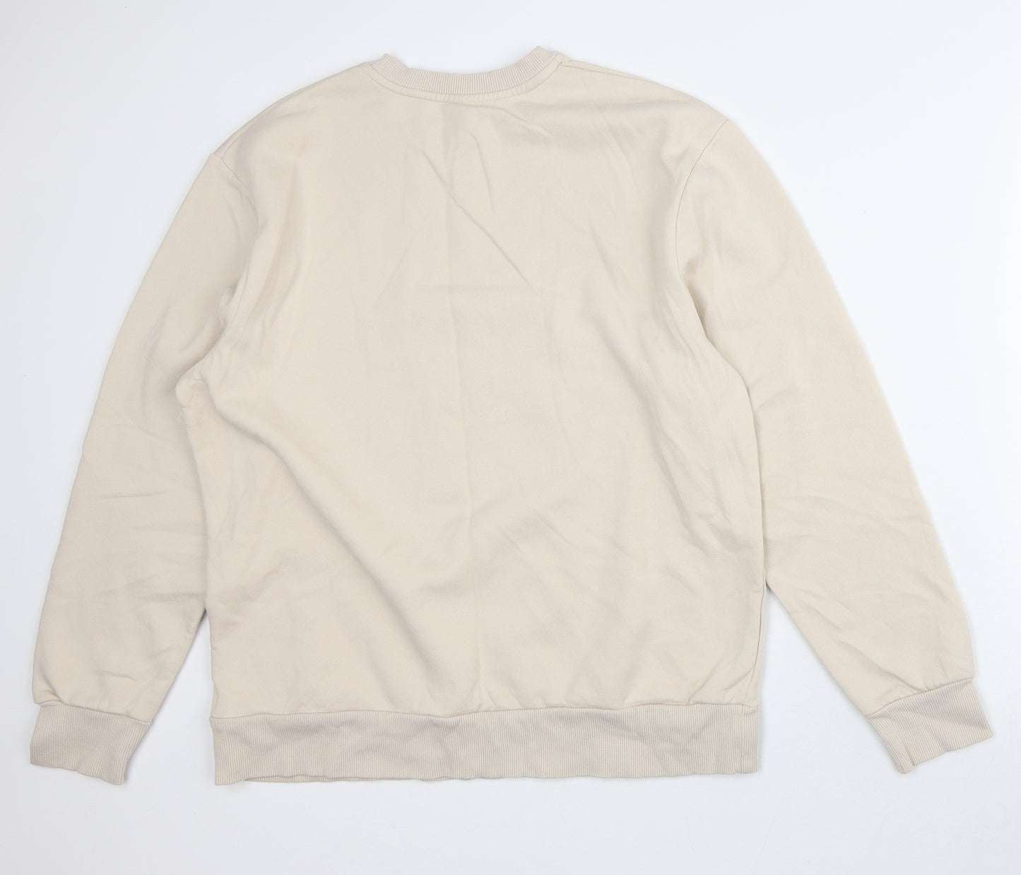 Disney Womens Beige Cotton Pullover Sweatshirt Size M - Christmas Mickey