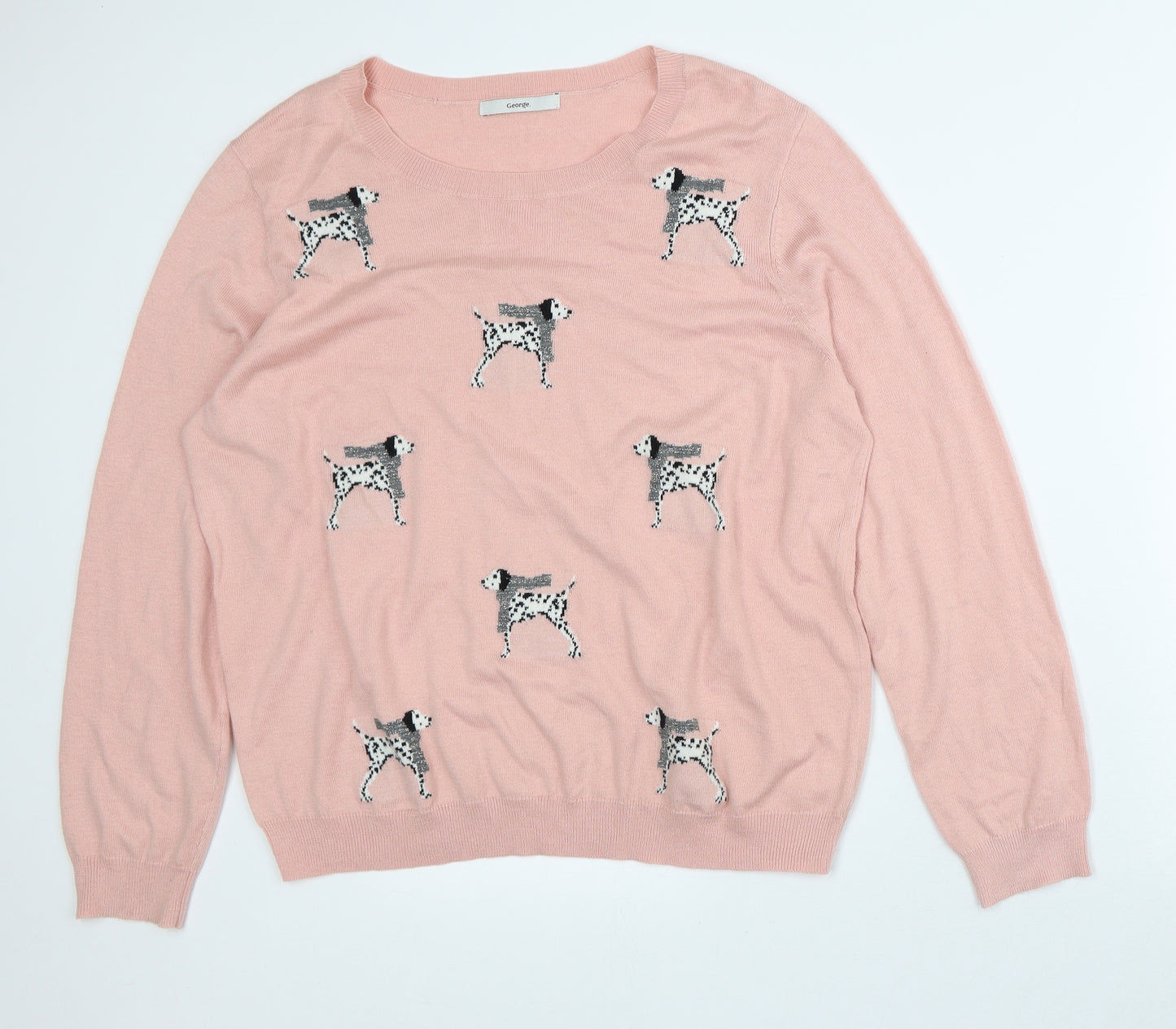 George Womens Pink Geometric Acrylic Pullover Sweatshirt Size 18 - Dalmations