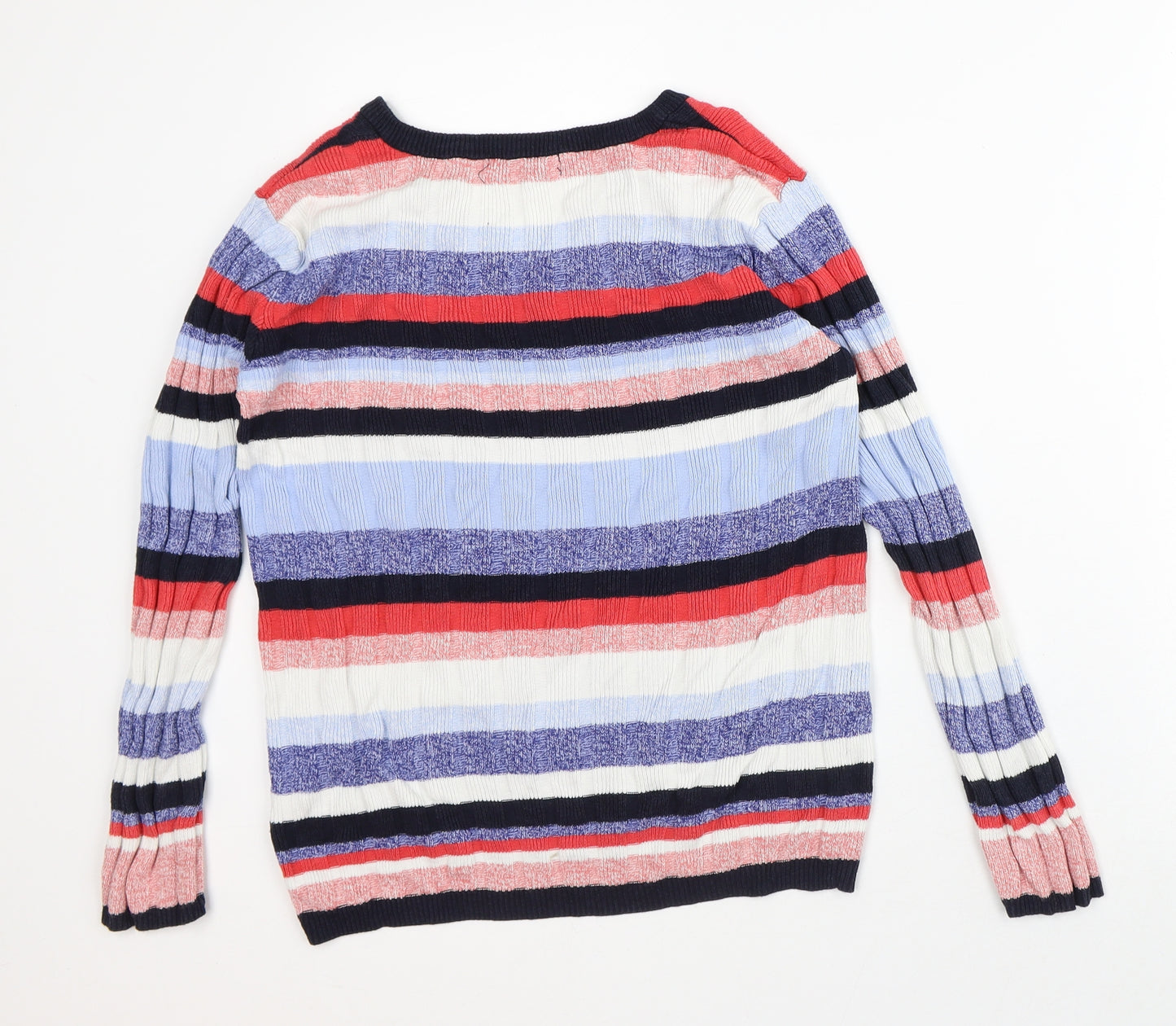 Matalan Womens Multicoloured V-Neck Striped Viscose Pullover Jumper Size S