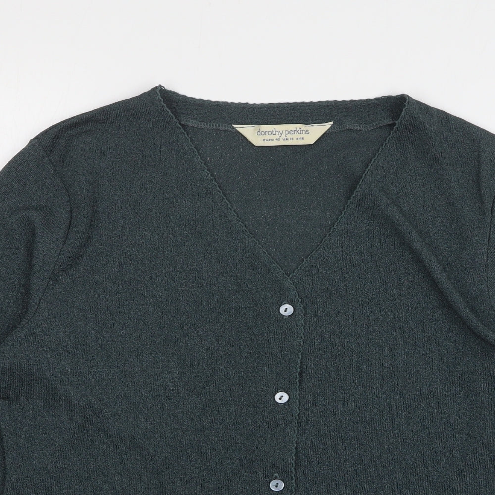 Dorothy Perkins Womens Green V-Neck Polyester Cardigan Jumper Size 16
