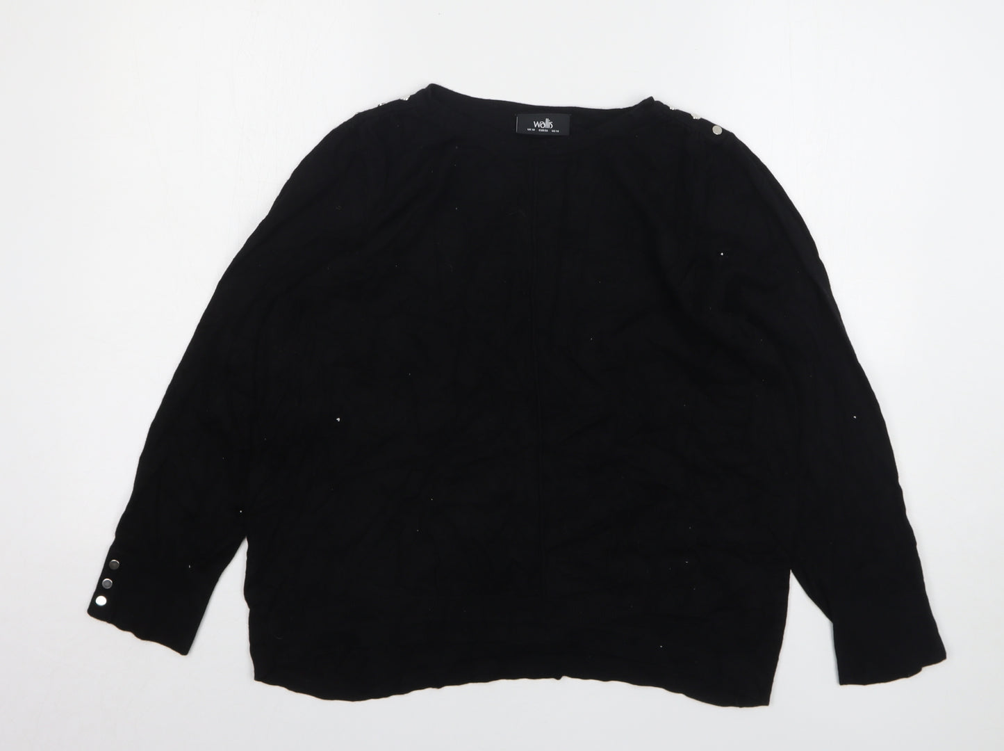 Wallis Womens Black Round Neck Viscose Pullover Jumper Size 18