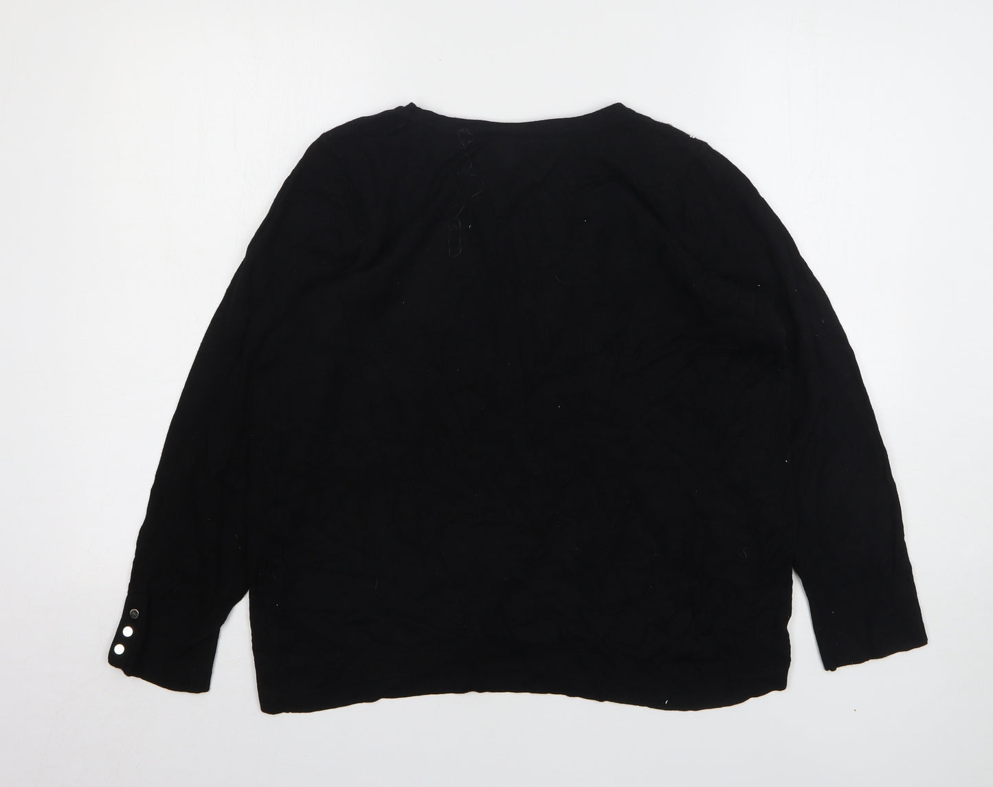 Wallis Womens Black Round Neck Viscose Pullover Jumper Size 18