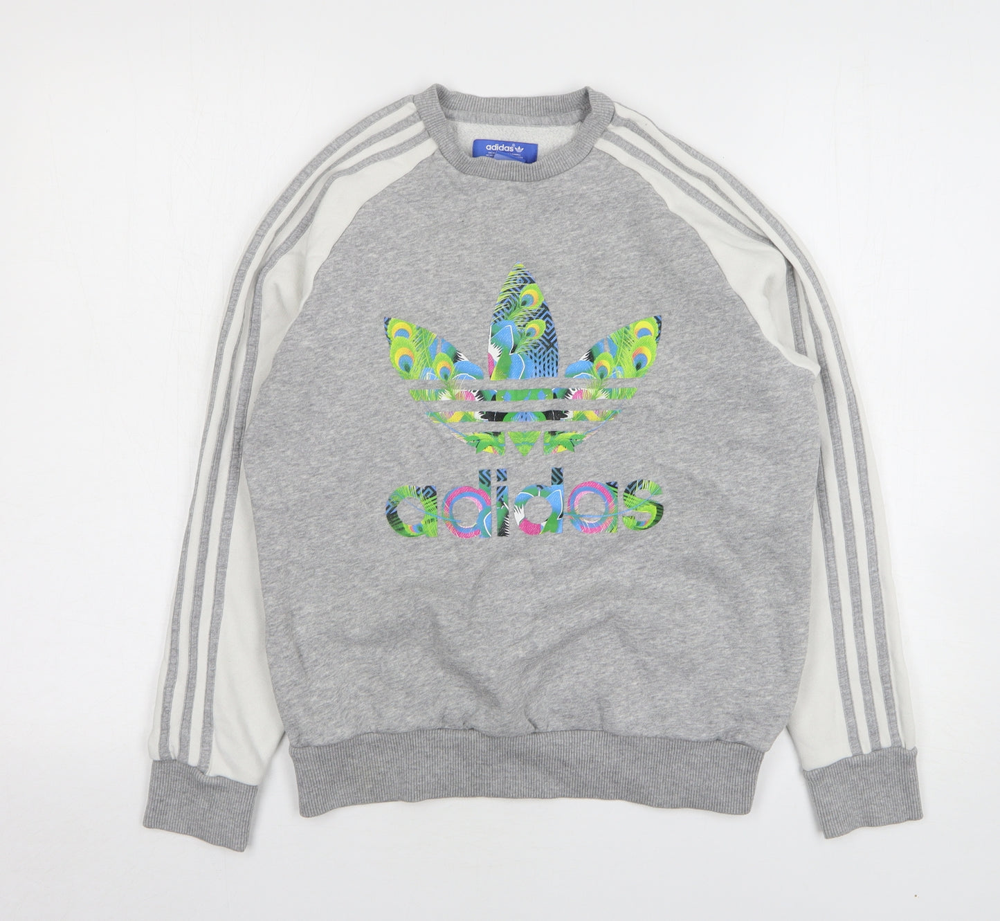 adidas Womens Grey Floral Cotton Pullover Sweatshirt Size 10