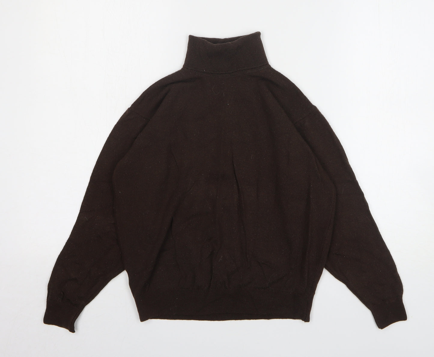 Marks and Spencer Womens Brown Roll Neck Wool Pullover Jumper Size 10