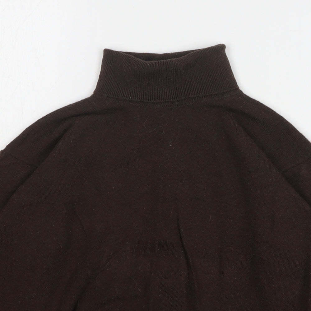 Marks and Spencer Womens Brown Roll Neck Wool Pullover Jumper Size 10