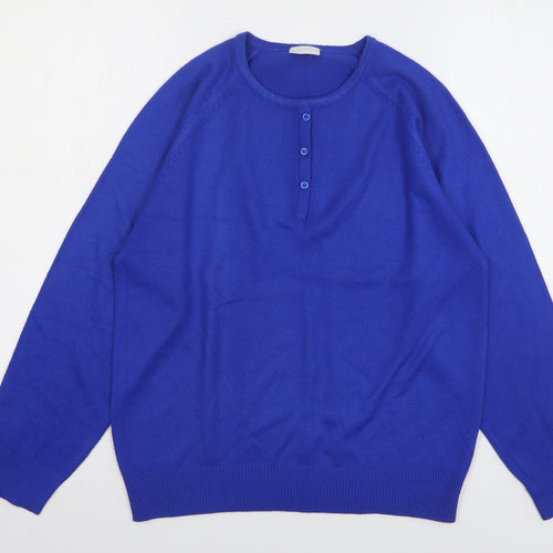 Classics Womens Blue Round Neck Acrylic Pullover Jumper Size 10