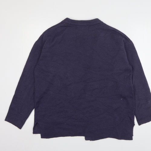 Nutmeg Womens Blue V-Neck Acrylic Cardigan Jumper Size 14