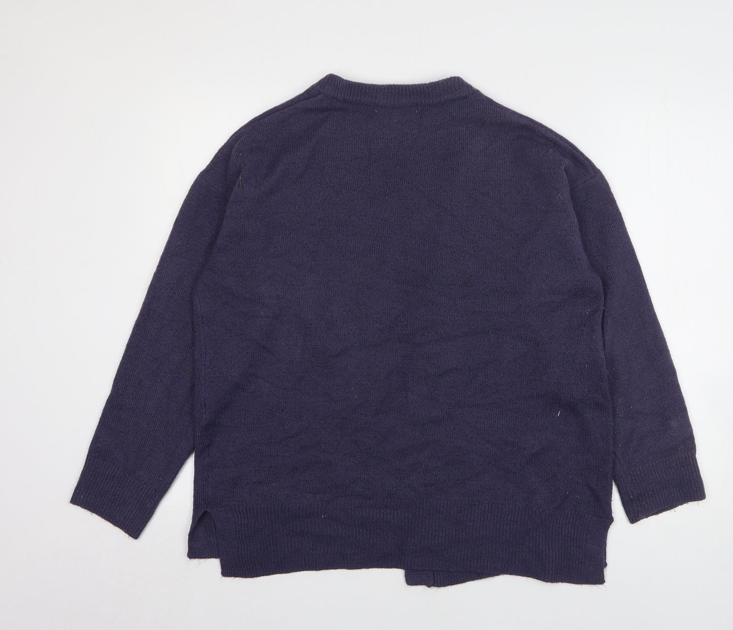 Nutmeg Womens Blue V-Neck Acrylic Cardigan Jumper Size 14
