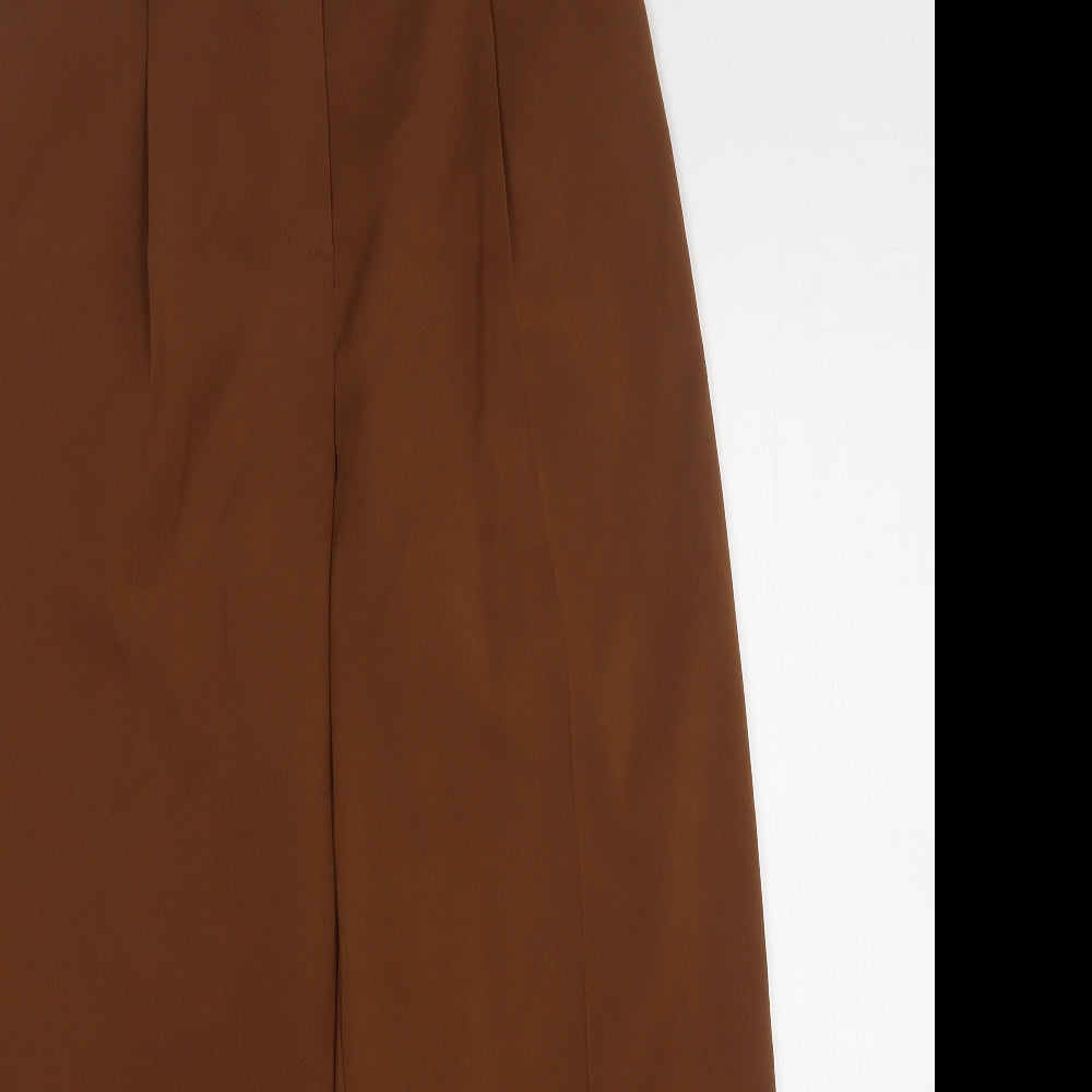 Primark Womens Brown Polyester Trousers Size 10 L28 in Regular