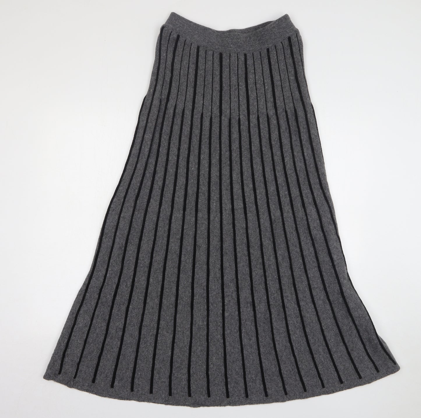 Per Una Womens Grey Striped Wool A-Line Skirt Size 10