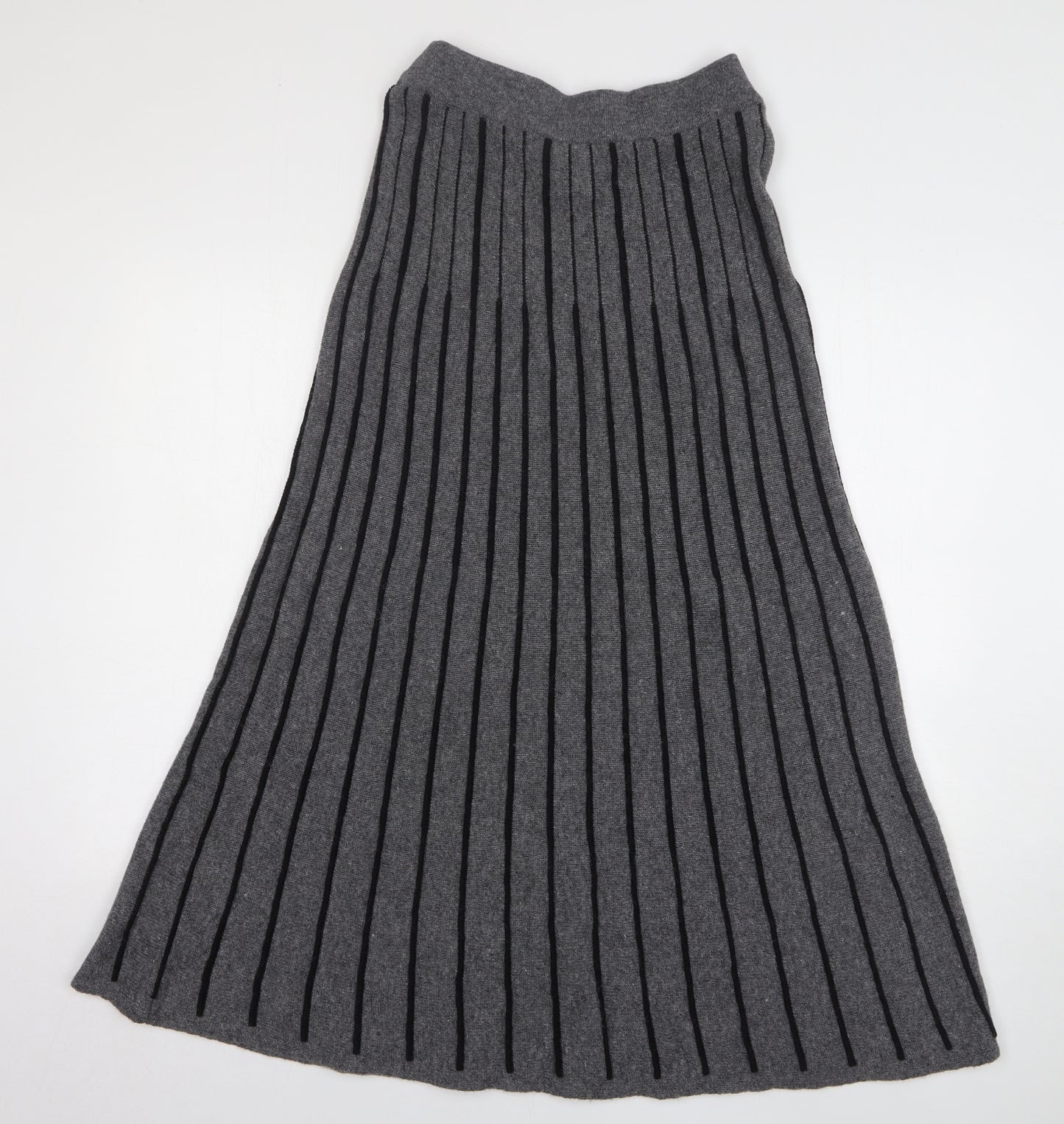 Per Una Womens Grey Striped Wool A-Line Skirt Size 10